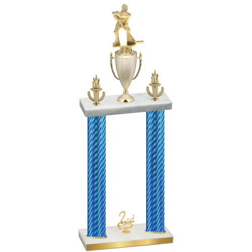 Double Blue Carbon Fiber Second Place Hockey Trophy