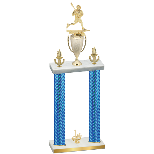Double Blue Carbon Fiber First Place Lacrosse Trophy