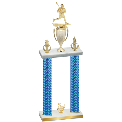 Double Blue Carbon Fiber Third Place Lacrosse Trophy