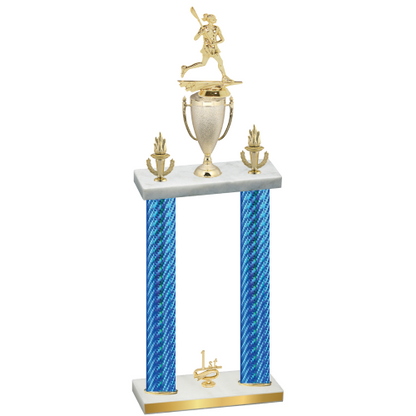 Double Blue Carbon Fiber First Place Lacrosse Trophy
