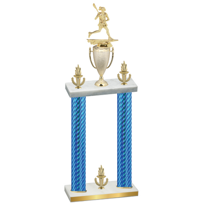 Double Blue Carbon Fiber Victory Lacrosse Trophy