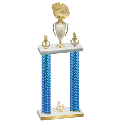 Double Blue Carbon Fiber Third Place Basketball Trophy