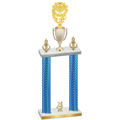 Double Blue Carbon Fiber Year Pickleball Trophy