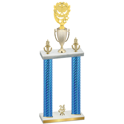 Double Blue Carbon Fiber Year Pickleball Trophy