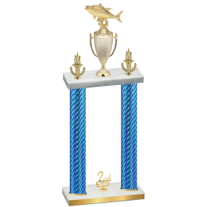 Double Blue Carbon Fiber Second Place Fishing Trophy