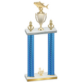 Double Blue Carbon Fiber Third Place Fishing Trophy