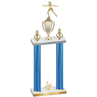 Double Blue Carbon Fiber Third Place Skater Trophy
