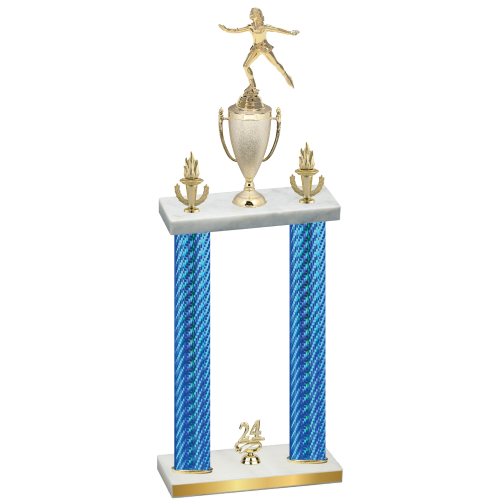 Double Blue Carbon Fiber Year Skater Trophy