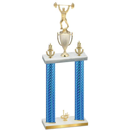 Double Blue Carbon Fiber First Place Weights Trophy