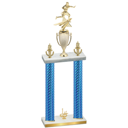 Double Blue Carbon Fiber First Place Flag Football Trophy
