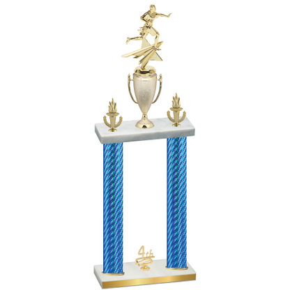 Double Blue Carbon Fiber Fourth Place Flag Football Trophy