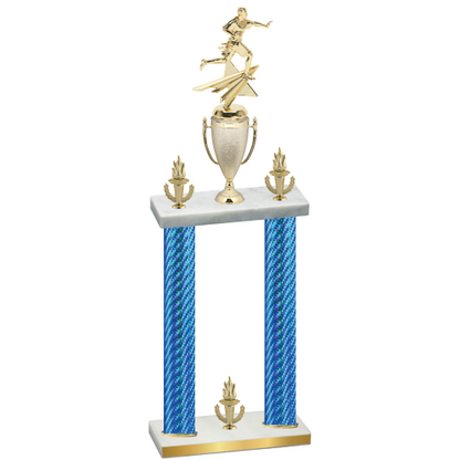 Double Blue Carbon Fiber Victory Flag Football Trophy