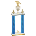 Double Blue Carbon Fiber Third Place Fishing Trophy