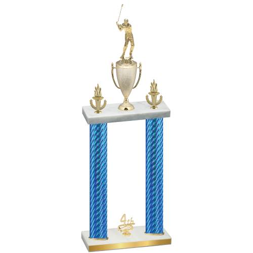 Double Blue Carbon Fiber Fourth Place Golf Trophy