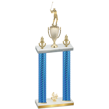 Double Blue Carbon Fiber Fourth Place Golf Trophy