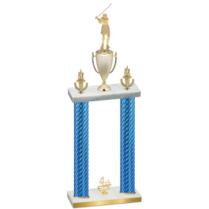 Double Blue Carbon Fiber Fourth Place Golf Trophy