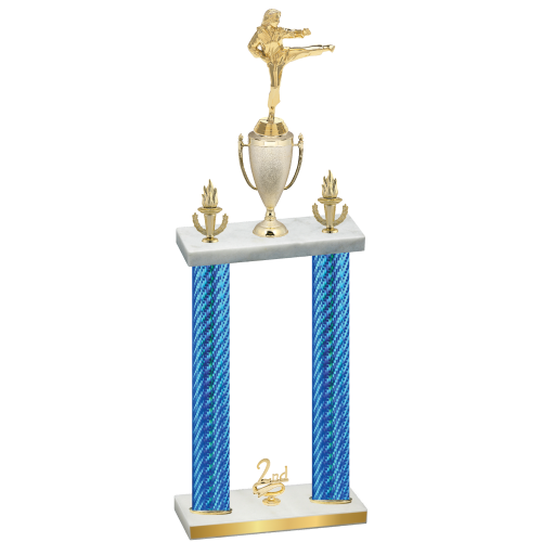 Double Blue Carbon Fiber Second Place Karate Trophy