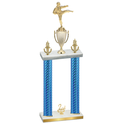 Double Blue Carbon Fiber Second Place Karate Trophy