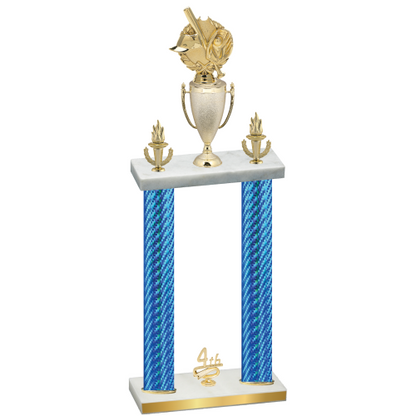 Double Blue Carbon Fiber Fourth Place Baseball Trophy