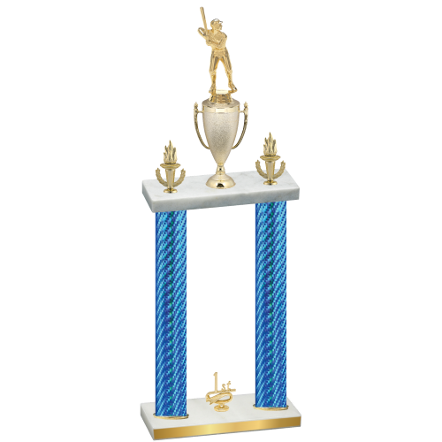 Double Blue Carbon Fiber First Place Baseball Trophy
