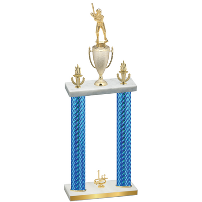 Double Blue Carbon Fiber First Place Baseball Trophy