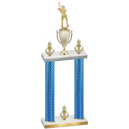Double Blue Carbon Fiber Victory Baseball Trophy
