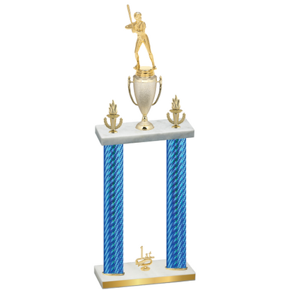 Double Blue Carbon Fiber First Place Softball Trophy