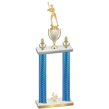 Double Blue Carbon Fiber Fourth Place Softball Trophy