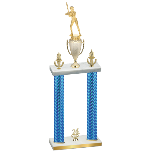 Double Blue Carbon Fiber Year Softball Trophy