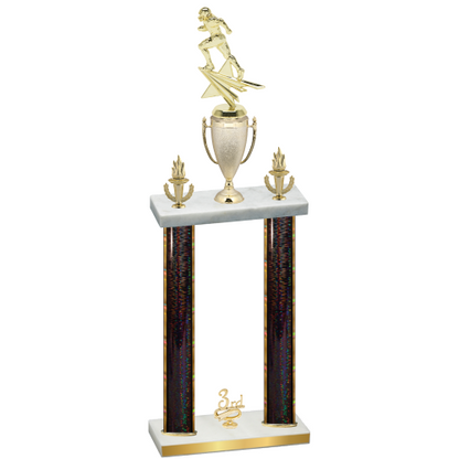 Double Black Glacier Third Place Football Trophy