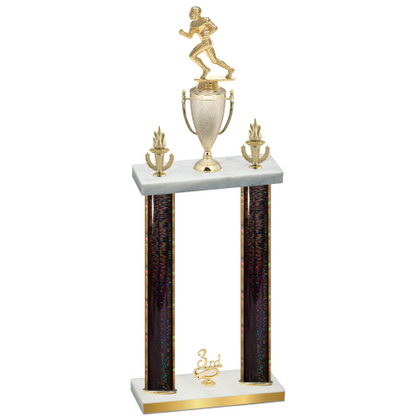 Double Black Glacier Third Place Football Trophy