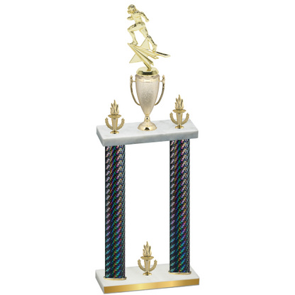 Double Black Carbon Fiber Victory Football Trophy
