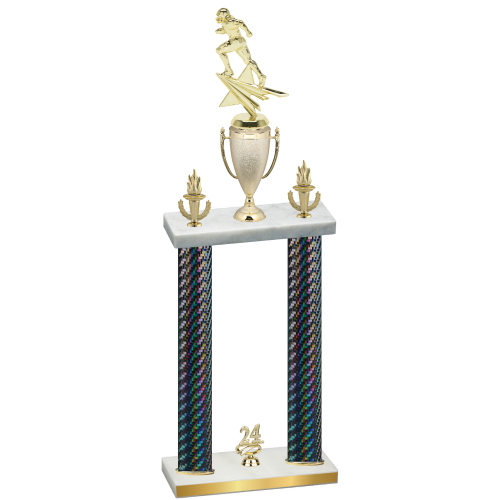 Double Black Carbon Fiber Year Football Trophy