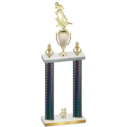 Double Black Carbon Fiber Year Football Trophy