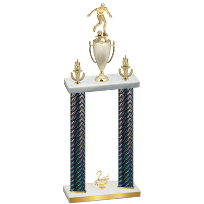 Double Black Carbon Fiber Second Place Soccer Trophy