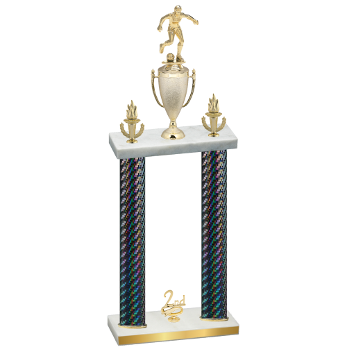 Double Black Carbon Fiber Second Place Soccer Trophy