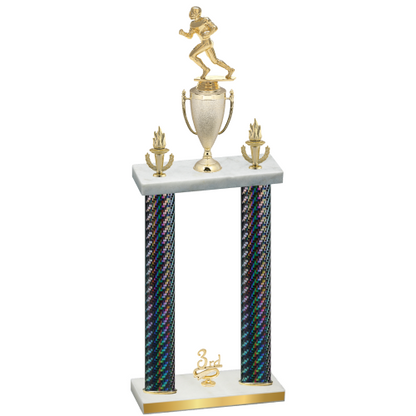 Double Black Carbon Fiber Third Place Football Trophy