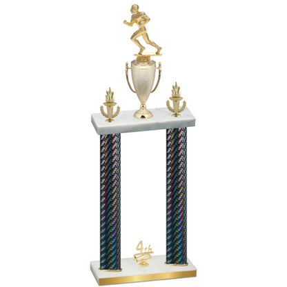 Double Black Carbon Fiber Fourth Place Football Trophy