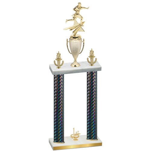 Double Black Carbon Fiber First Place Flag Football Trophy