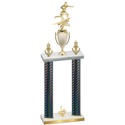 Double Black Carbon Fiber First Place Flag Football Trophy
