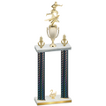 Double Black Carbon Fiber Second Place Flag Football Trophy
