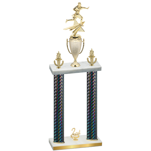 Double Black Carbon Fiber Second Place Flag Football Trophy