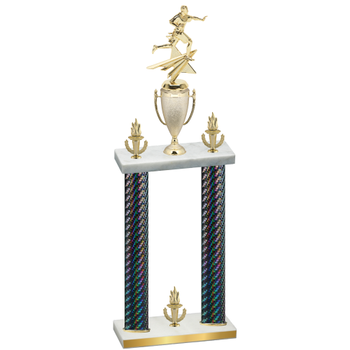 Double Black Carbon Fiber Victory Flag Football Trophy