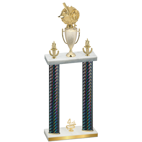 Double Black Carbon Fiber Fourth Place Baseball Trophy