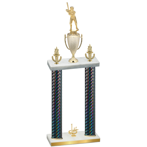 Double Black Carbon Fiber First Place Baseball Trophy