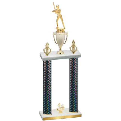 Double Black Carbon Fiber Fourth Place Softball Trophy