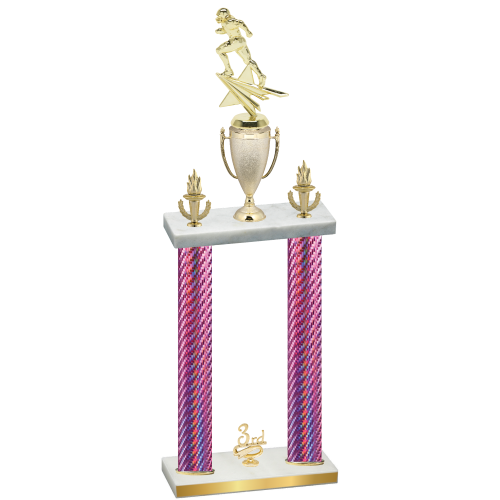 Double Pink Carbon Fiber Third Place Football Trophy
