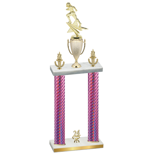 Double Pink Carbon Fiber Year Football Trophy