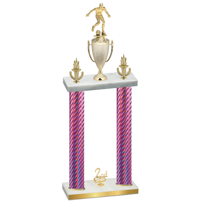 Double Pink Carbon Fiber Second Place Soccer Trophy