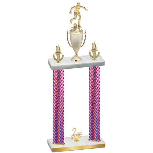 Double Pink Carbon Fiber Second Place Soccer Trophy